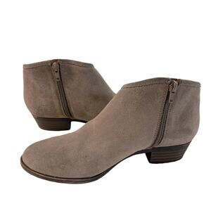 Lucky Brand Brekke Taupe Suede Side Zip Low Bootie Side 8